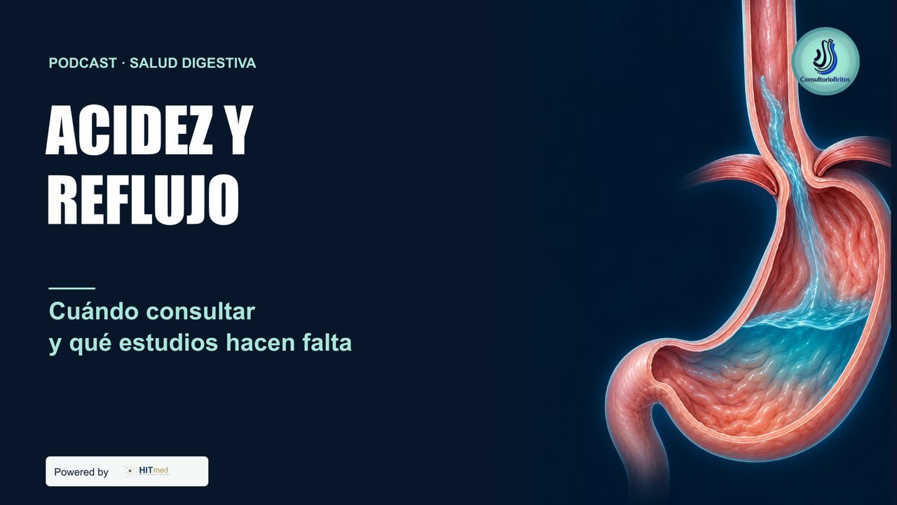Carátula del podcast: Acidez y reflujo. Cuándo consultar y qué estudios hacen falta